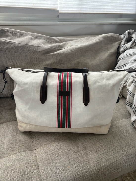 Gucci Handbags - Gucci Striped Canvas Weekender Carryall Holdall Bag with Red & Green Stripe